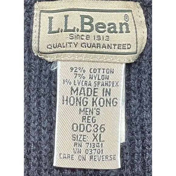 L.L. Bean Vintage Men's Blue 1/4 Button Up‎ Fisherman Sweater Size XL
